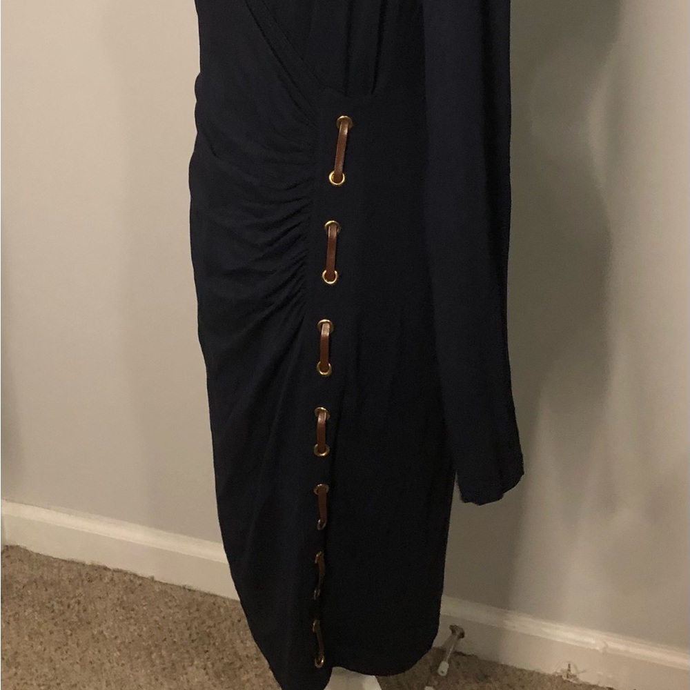 Stylish Navy Dress with Gold Details - Picture 3 of 9